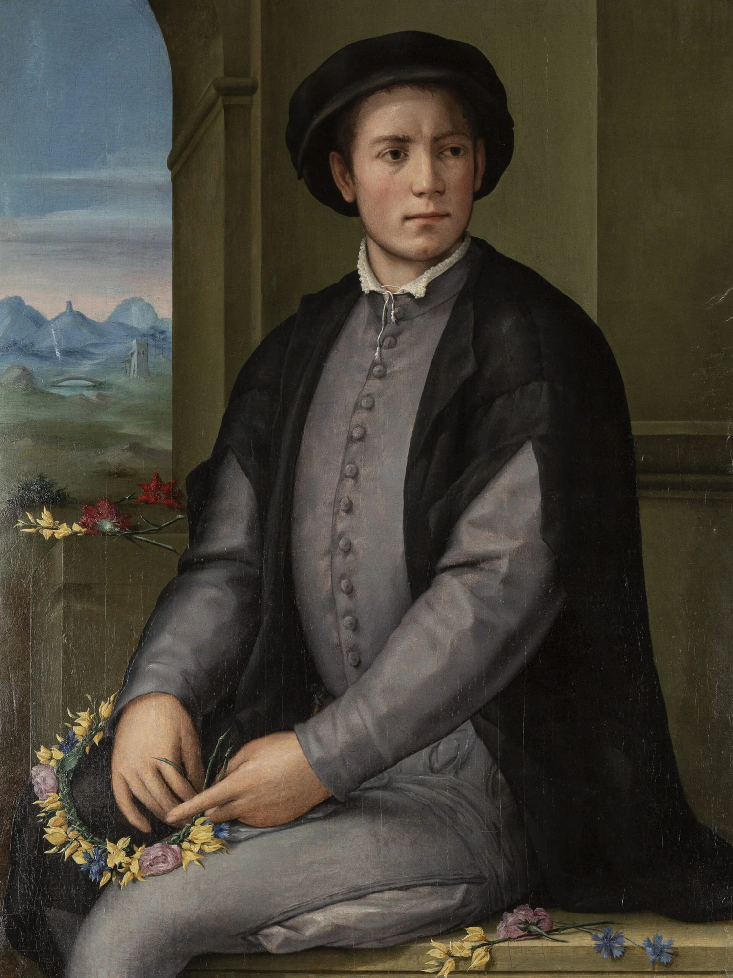 Ritratto di giovane che tesse una ghirlanda di fiori - Utah Museum of Fine Art